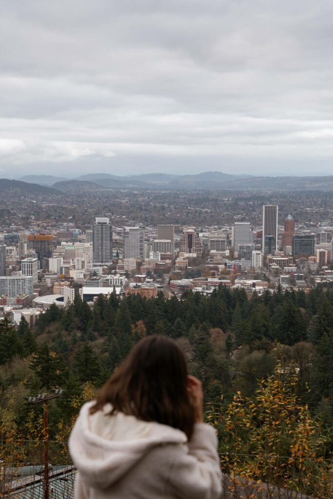 a view of downtown portland from Pittock mansion