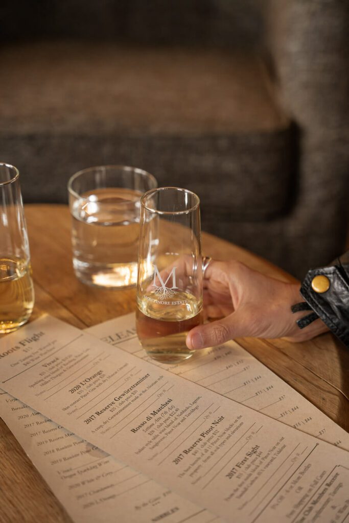 a white wine tasting flight