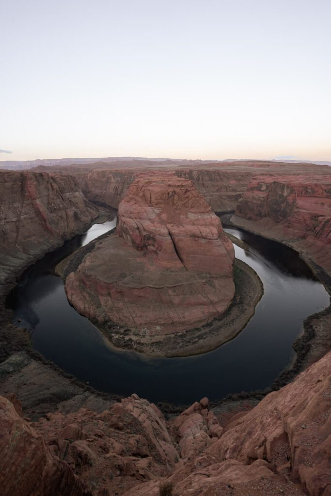 horseshoe bend right before sunrise