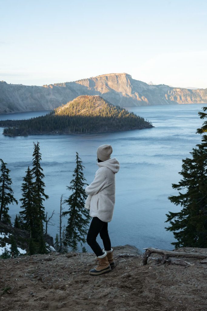 crater lake in winter