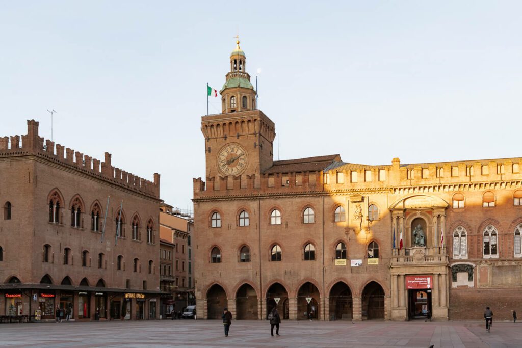 Torre dell'Orologio, or clock tower in bologna italy,
