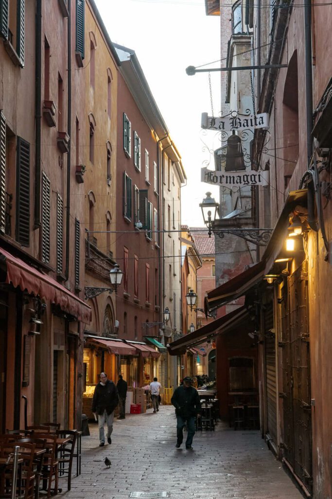 The Quadrilatero medieval market area of bologna