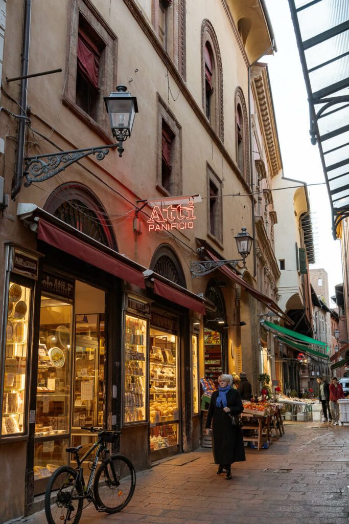 old market street in bologna italy
