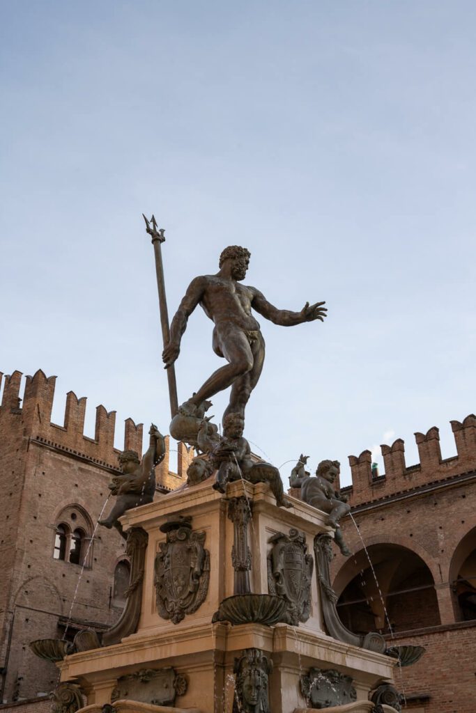 the Piazza del Nettuno and scultpure in bologna