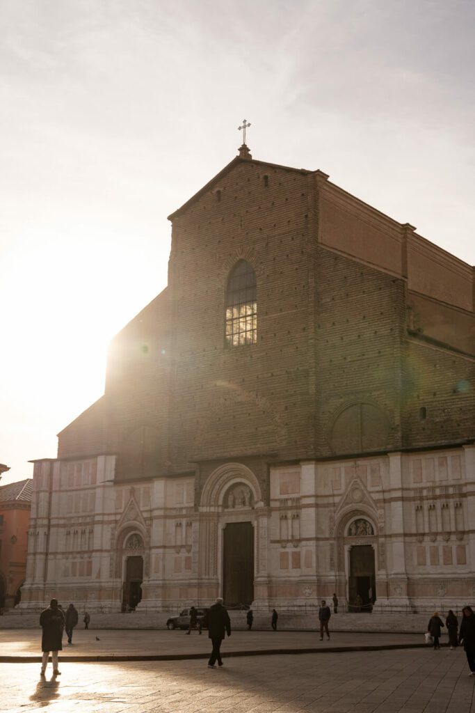 Basilica di San Petronio at sunrise in bologna