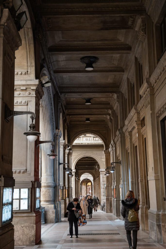 a grand portico on a Bologna itinerary
