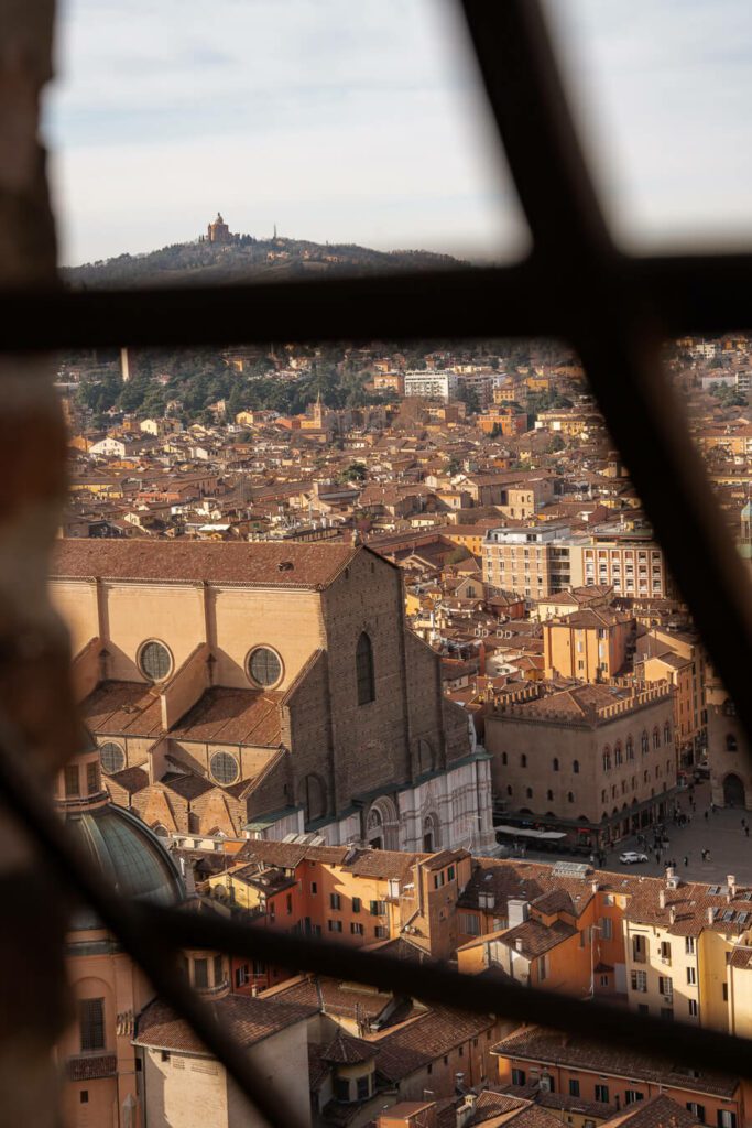 views of bologna from the top of the Asinelli Tower