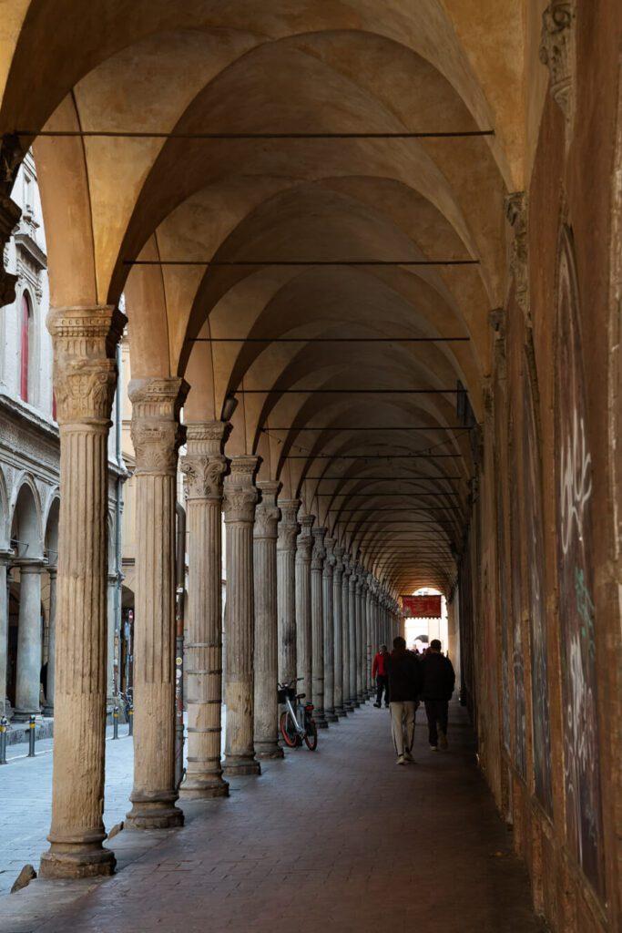 a shaded portico in bologna italy
