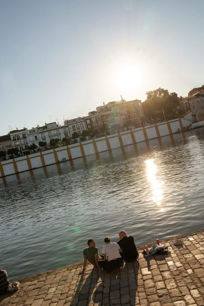 sunset along the river in seville spain