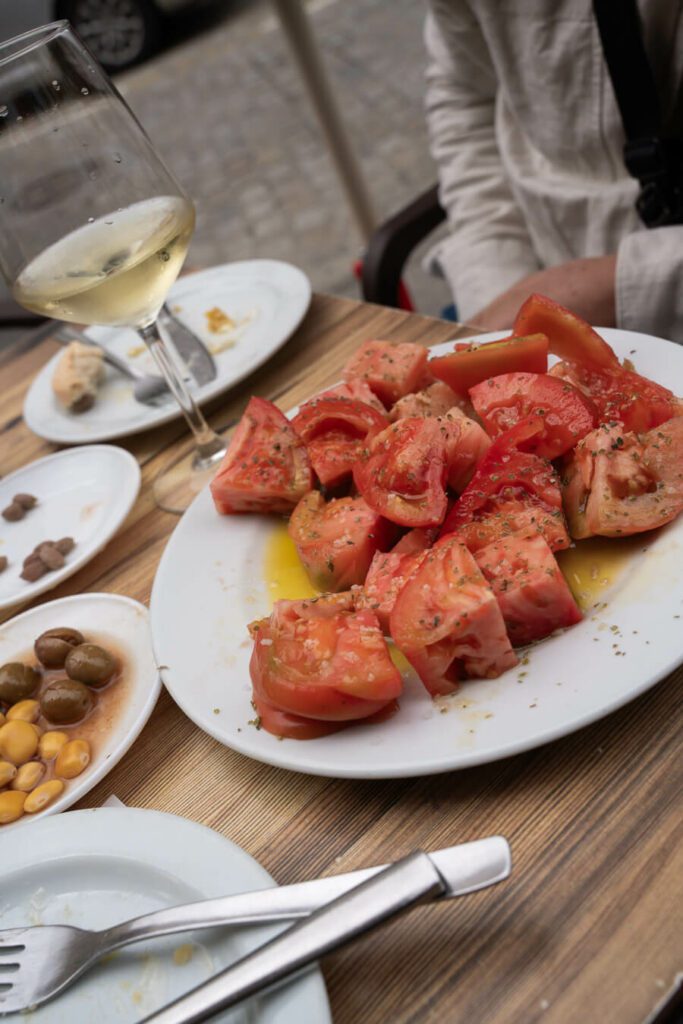 tomato salad in a tapas bar spain