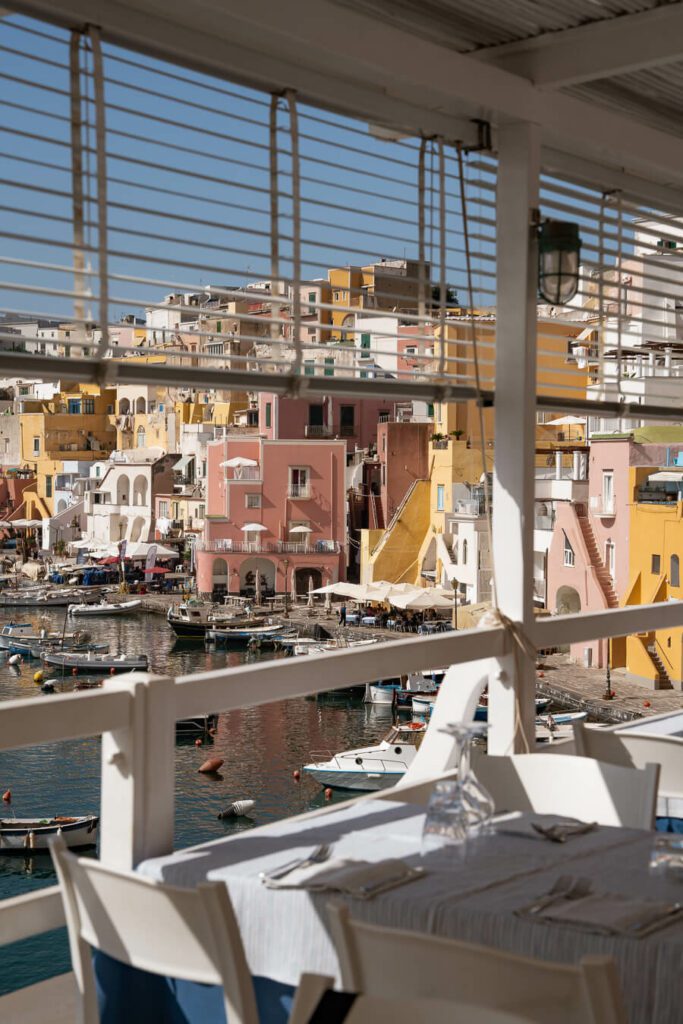 views from la lampara restaurant procida
