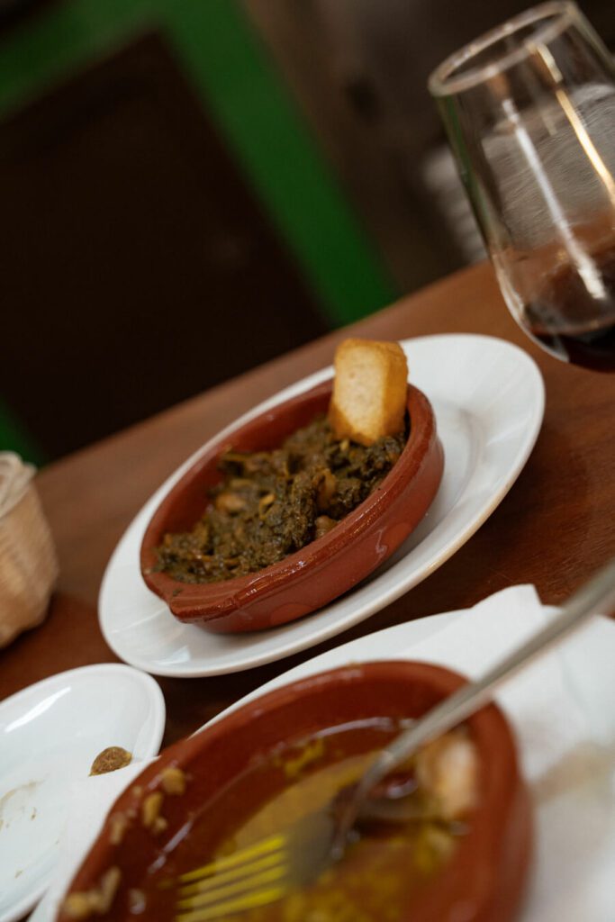 espinacas con garbanzos in a tapas bar in seville