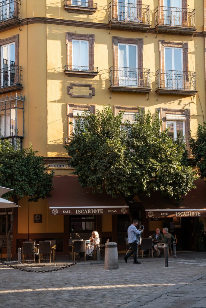 sunny street corner in seville spain