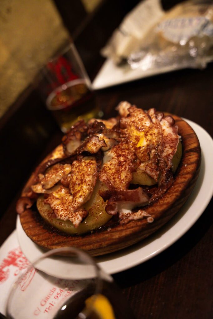 pulpo al gallego, octopus tapas dish in seville