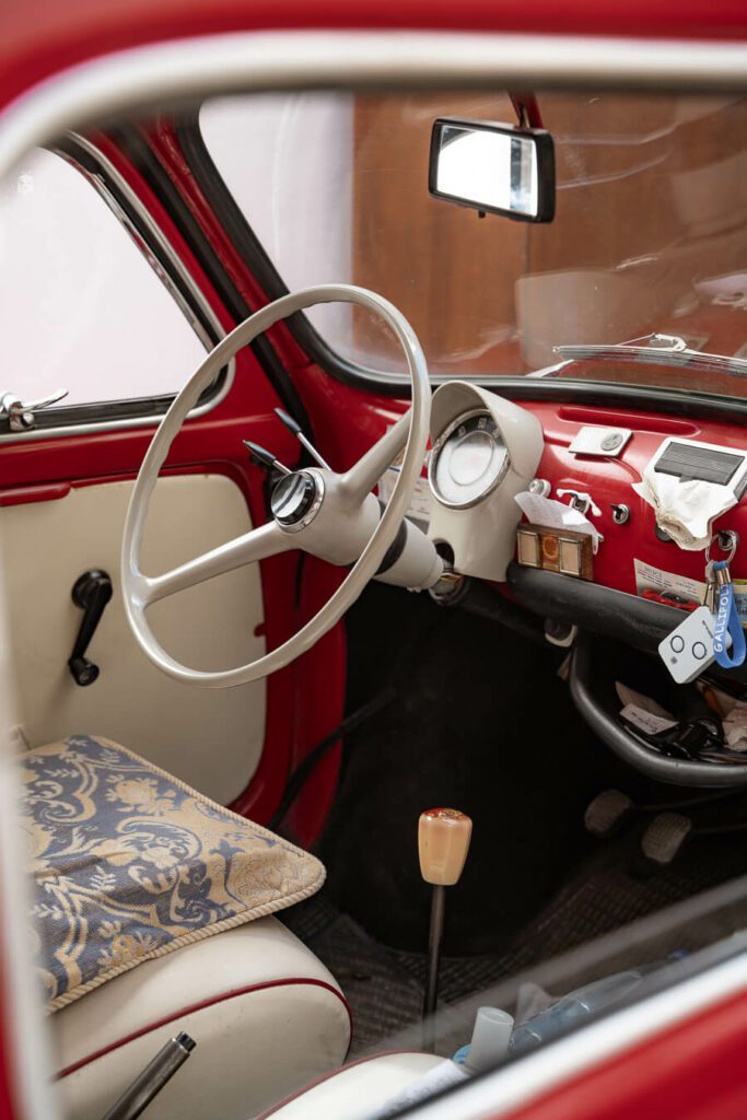 classic fiat interior in puglia