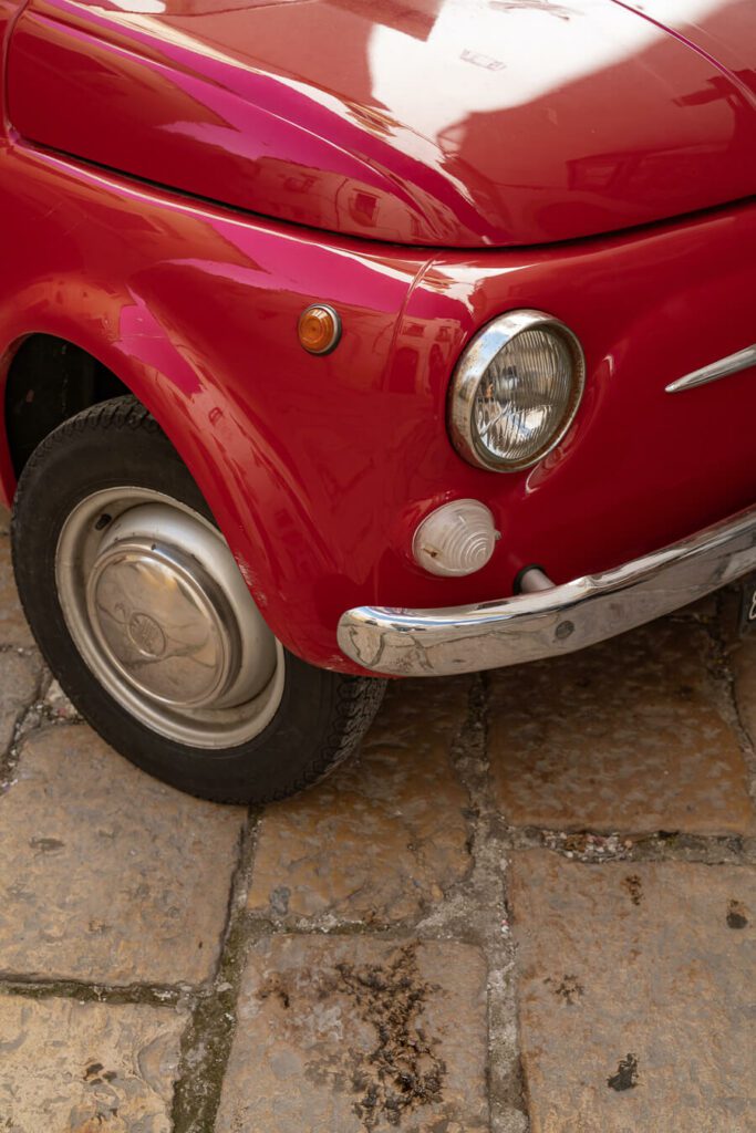driving in puglia an old car in gallipoli