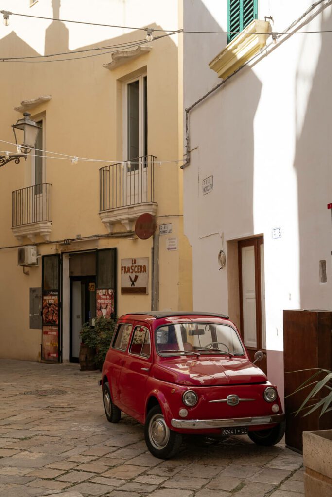 parked car in puglia historic center