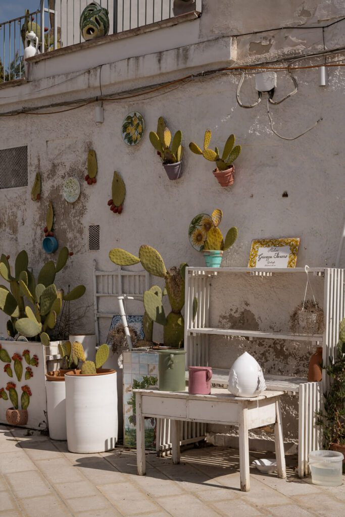 ceramics on street corner in grottaglie puglia