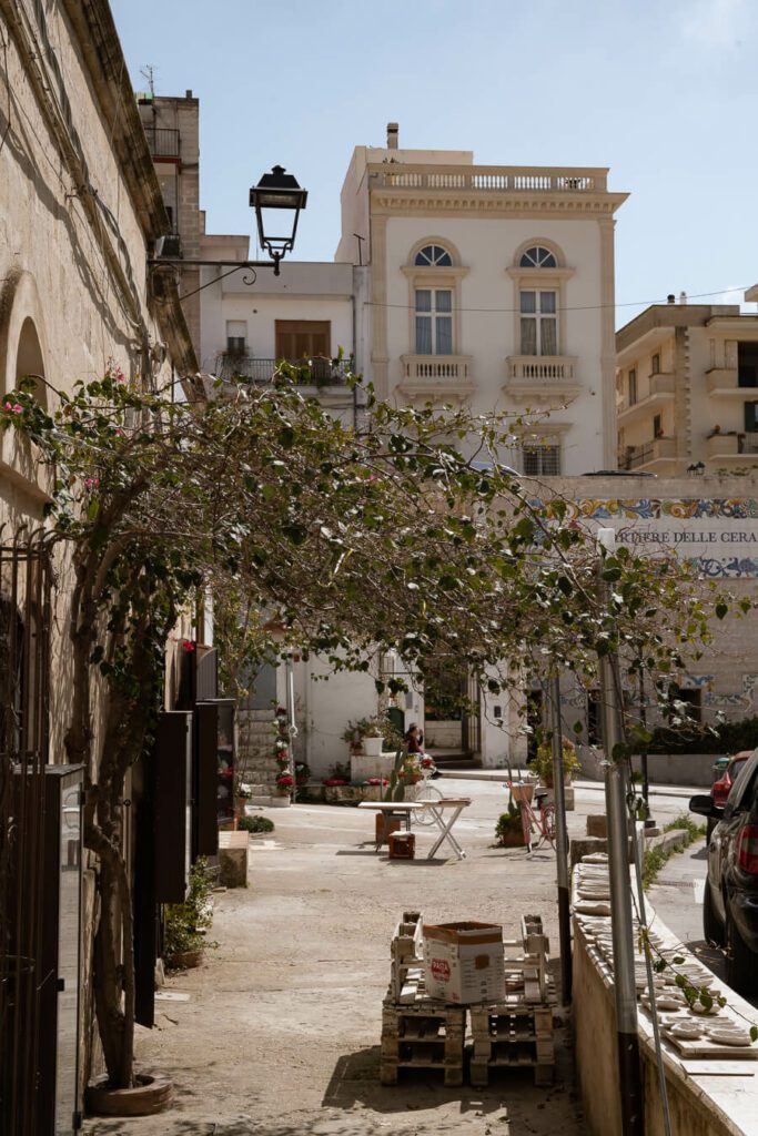street with ceramics stores in grottaglie puglia