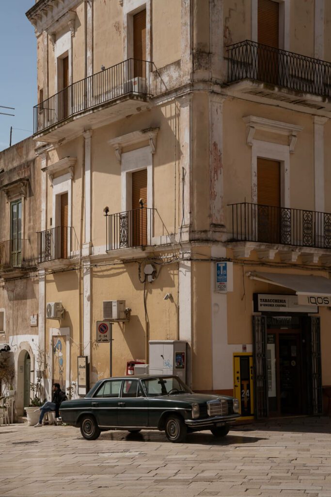 old car in piazza in grottaglie