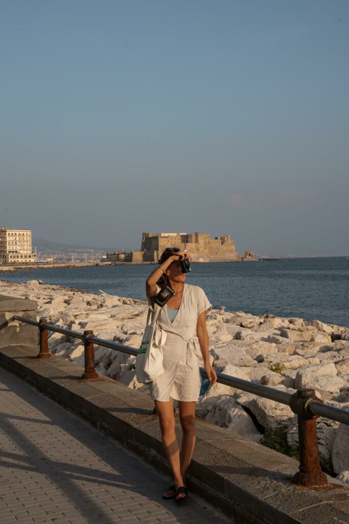 woman, me on naples lungomare, chiaia