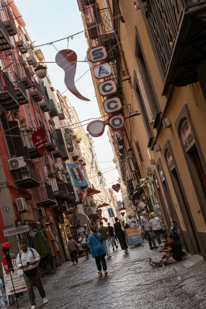 historic center street in naples italy
