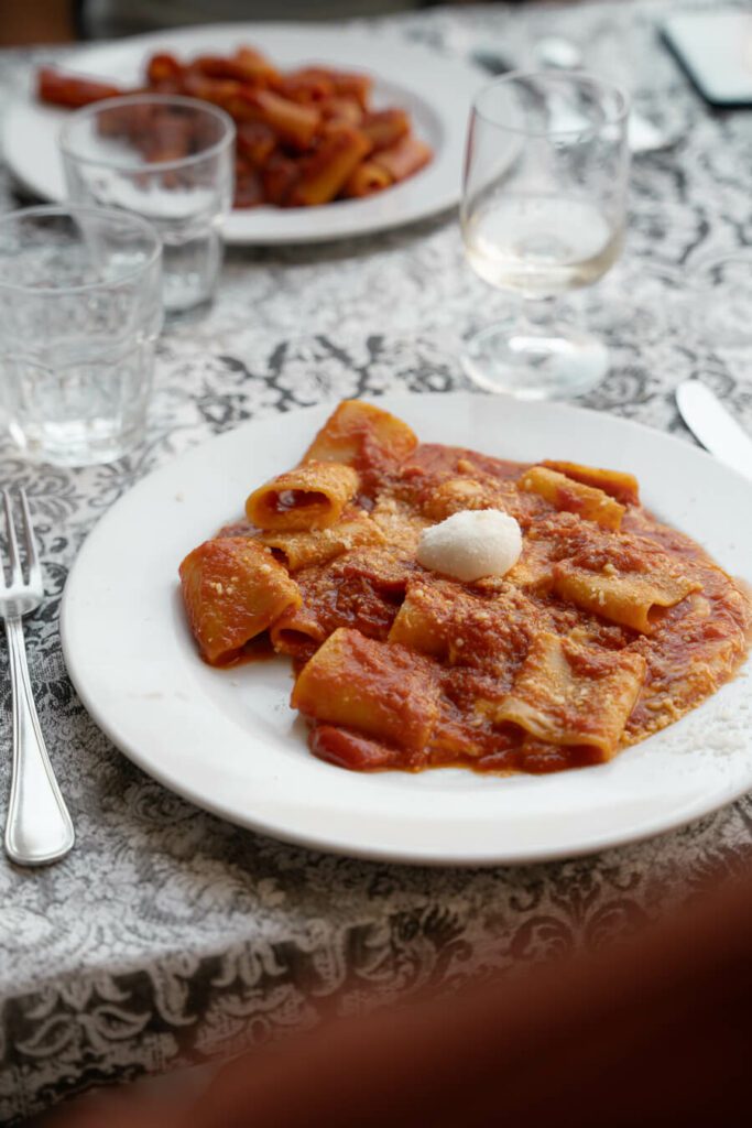 paccheri with ragu in naples italy