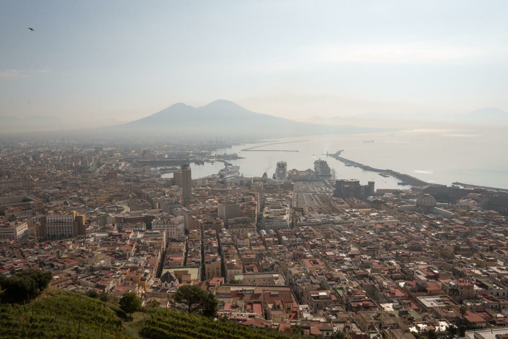 naples port view with vesuvius