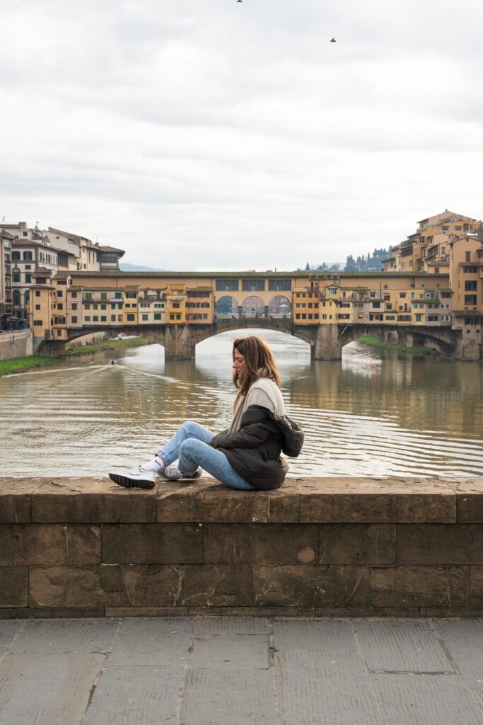 woman, me in florence with ponte vecchio
