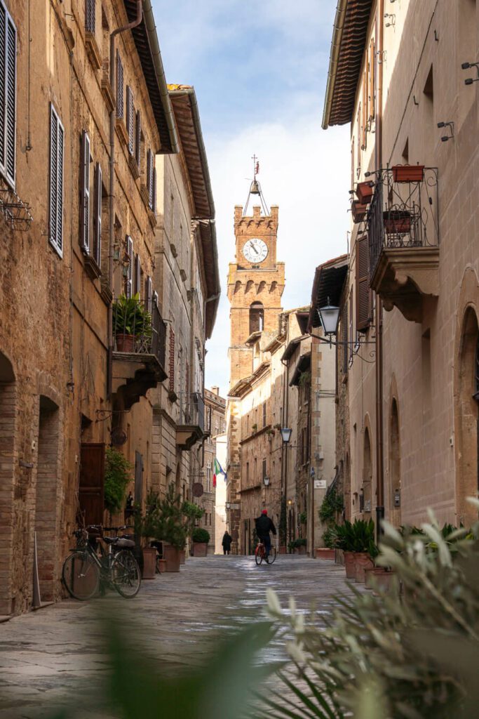 main street in pienza tuscany italy