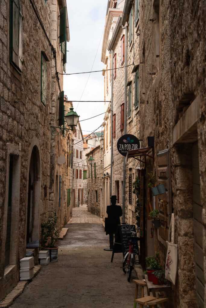 ancient ventian alleys, middle street in Stari Grad hvar