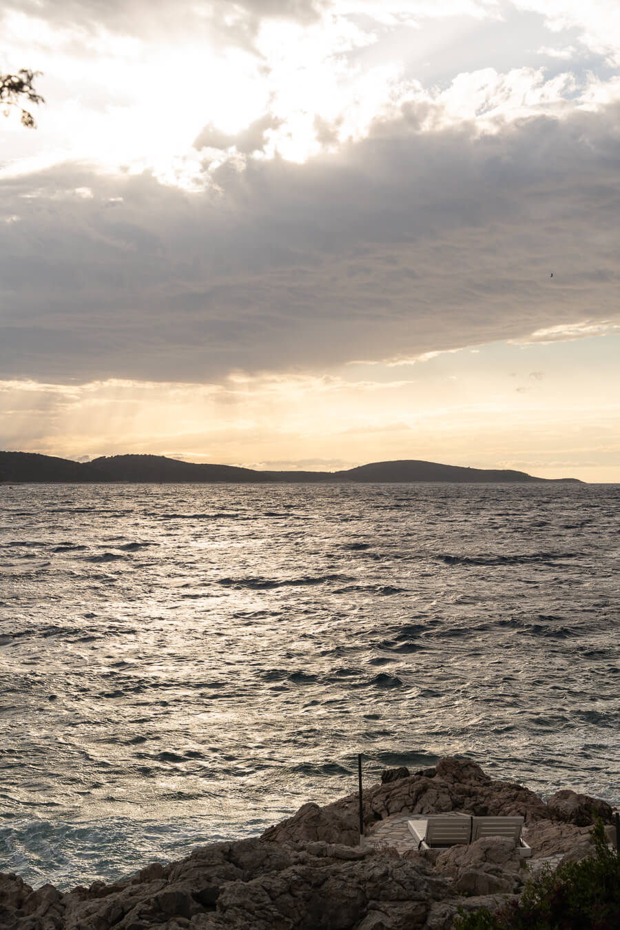 cove near hvar town at sunset