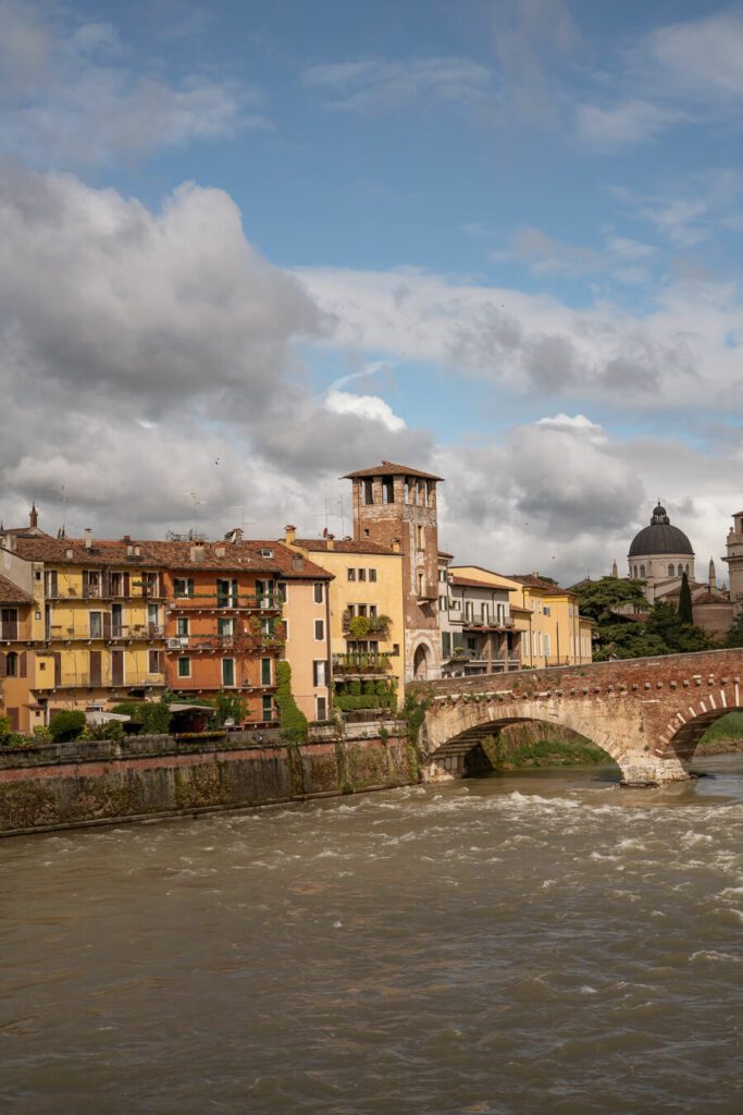 verona, ponte pietra and adige river