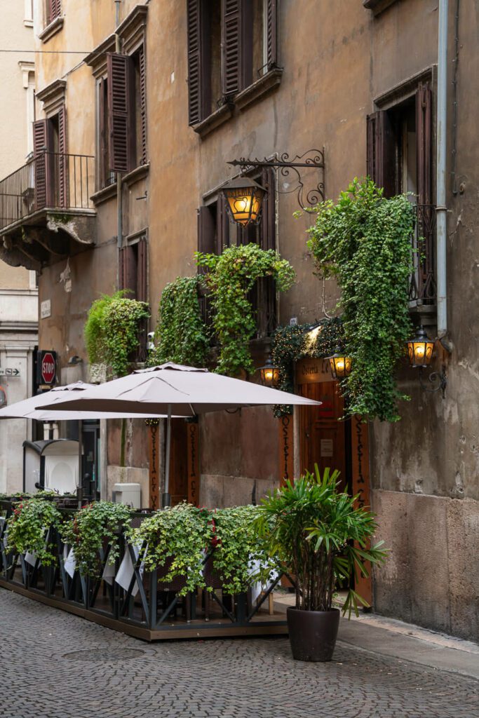 exterior of a restaurant in verona italy