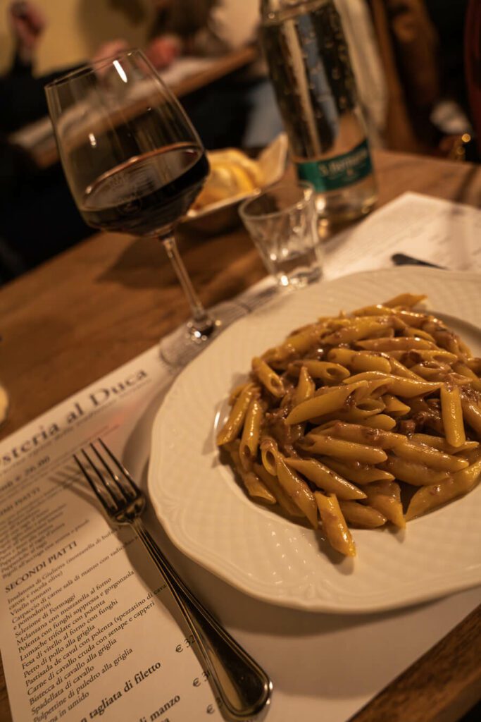 penne pasta at one of the best restaurants in verona