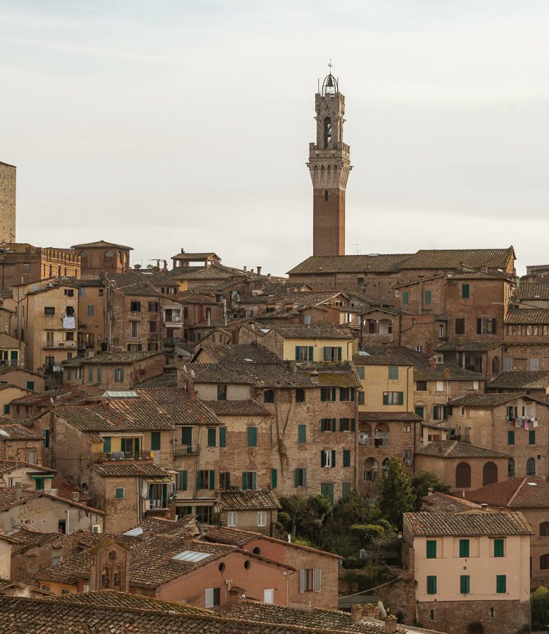 historic center of siena italy with Torre del Mangia