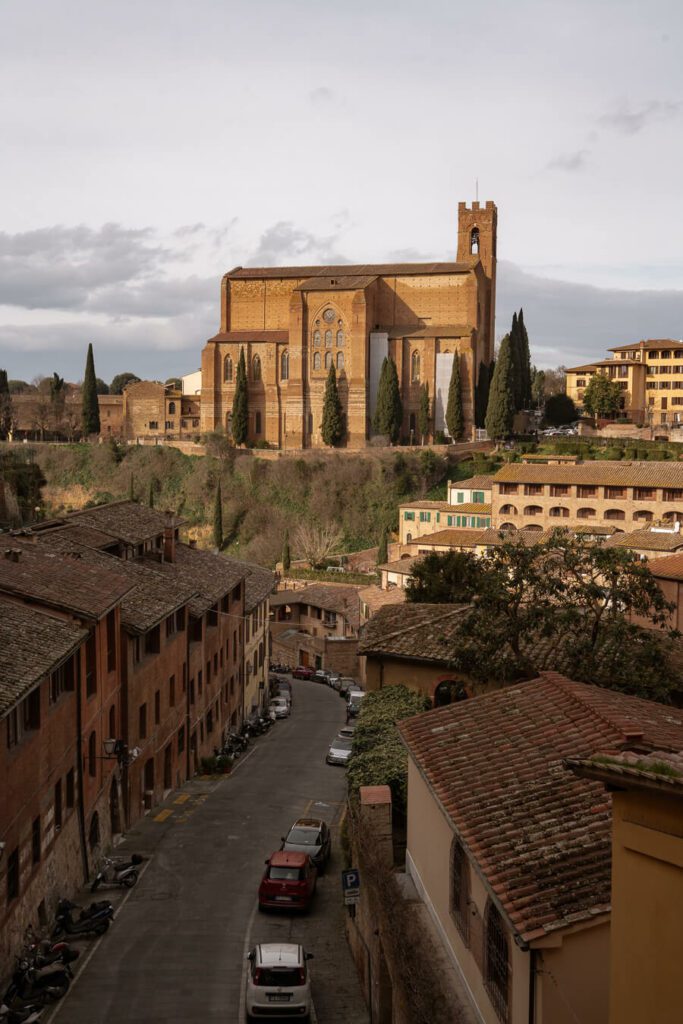 siena's historic streets with church