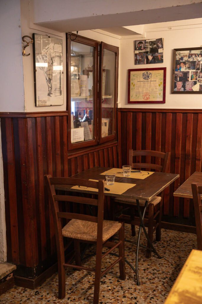 small table in a local osteria, siena italy