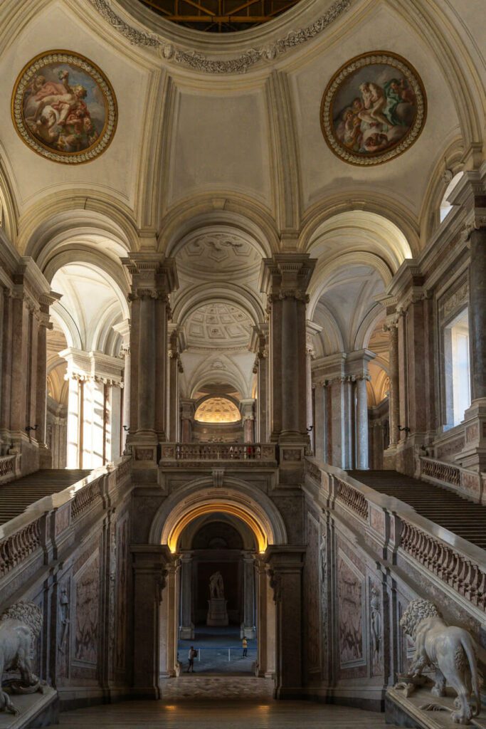 grand staircase at royal palace of Caserta