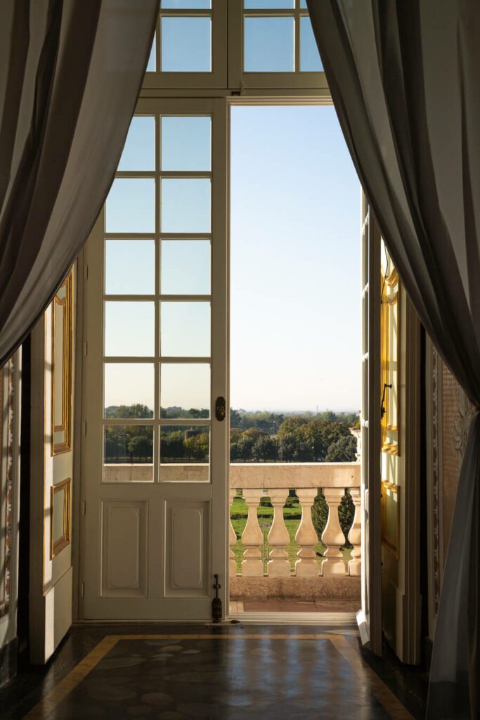 open window with views in royal palace of Caserta