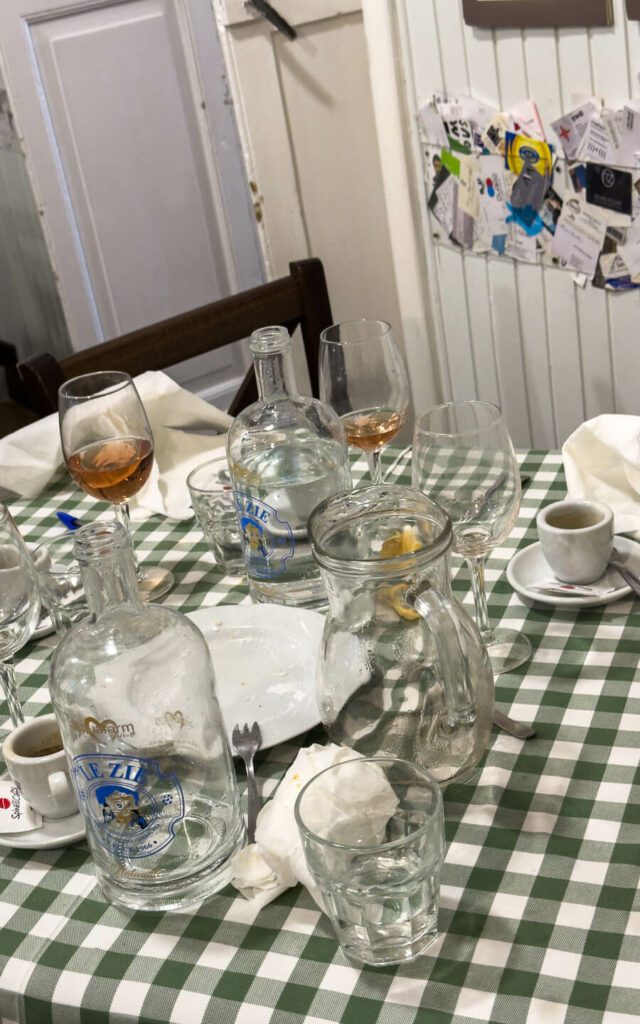 table at the end of a long lunch in lecce