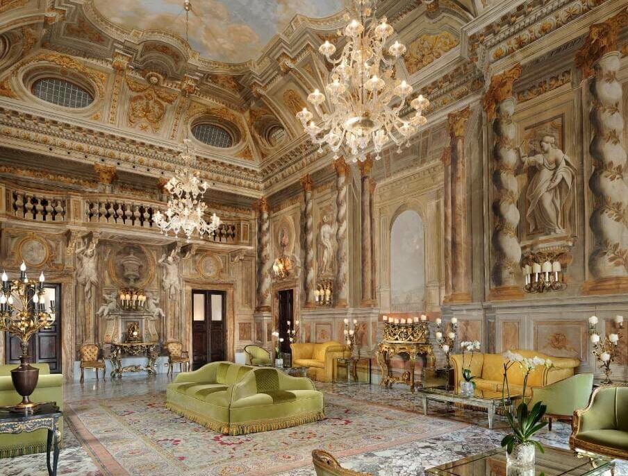 the lobby of the grand hotel continental siena