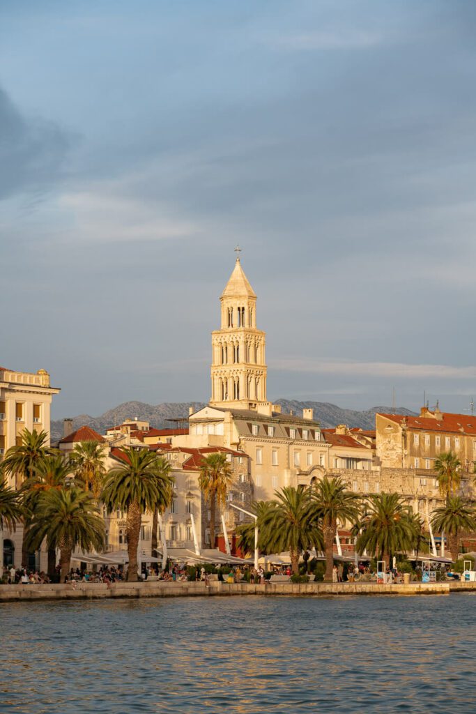 split old town center at sunset