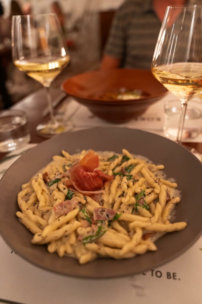 Prosciutto pasta dish in one of the best restaurants in split croatia