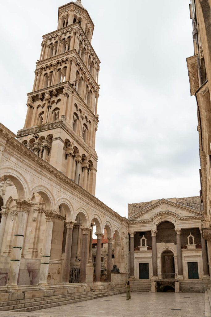 diocletians plaace and cathedral in the early morning in split