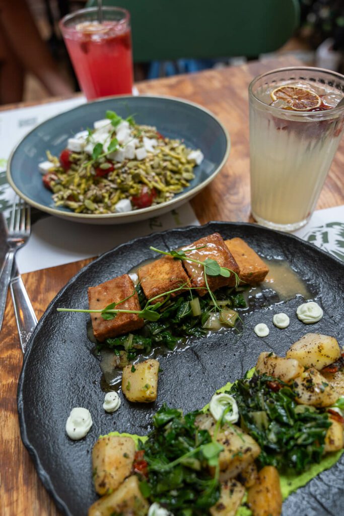 plant based dishes in a restaurant split