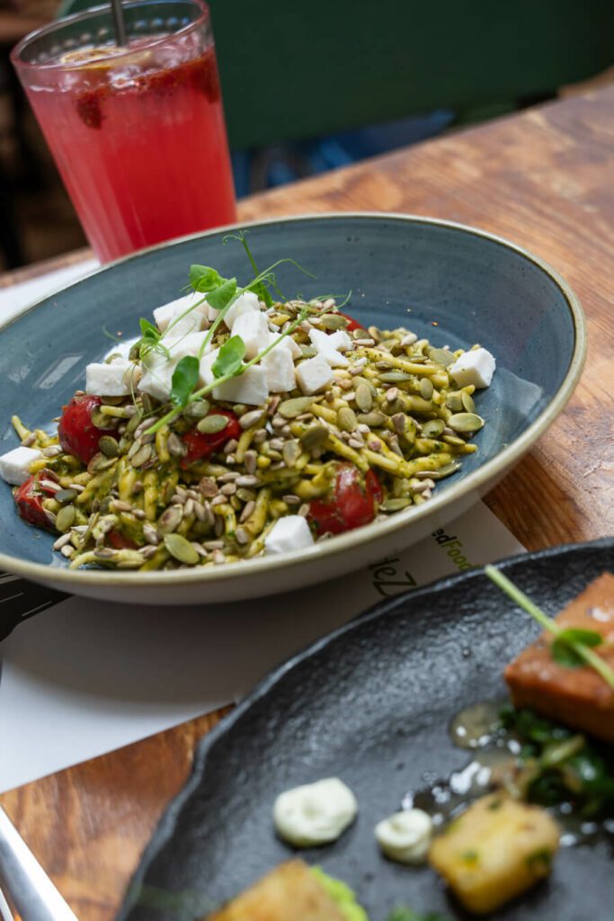 vegan pasta dish at a plant based restaurant in split croatia