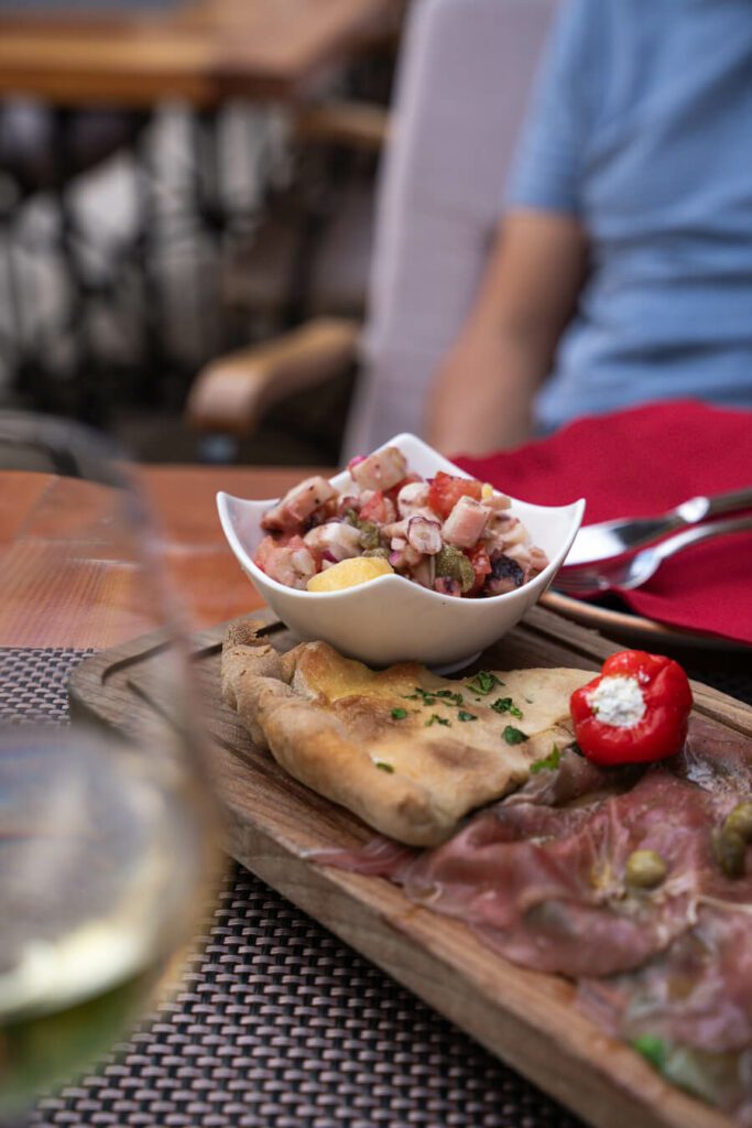 small dishes of local cuisine in hvar restaurant croatia