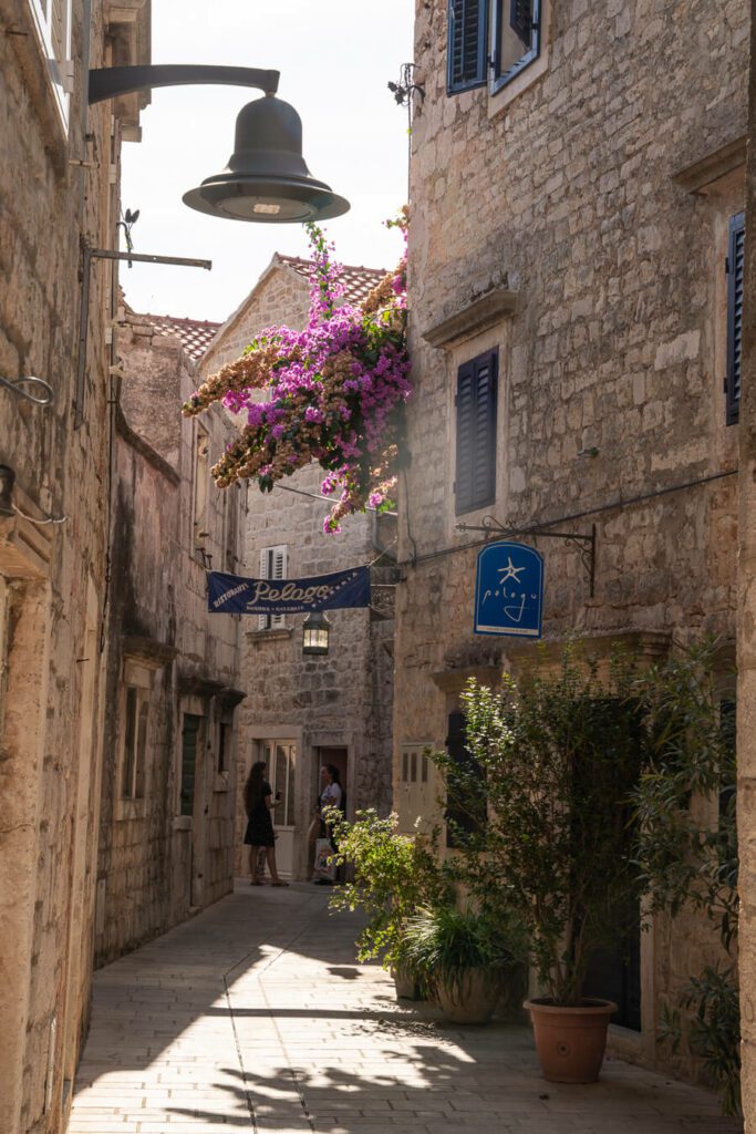 a side street with restaurant in Vrboska hvar