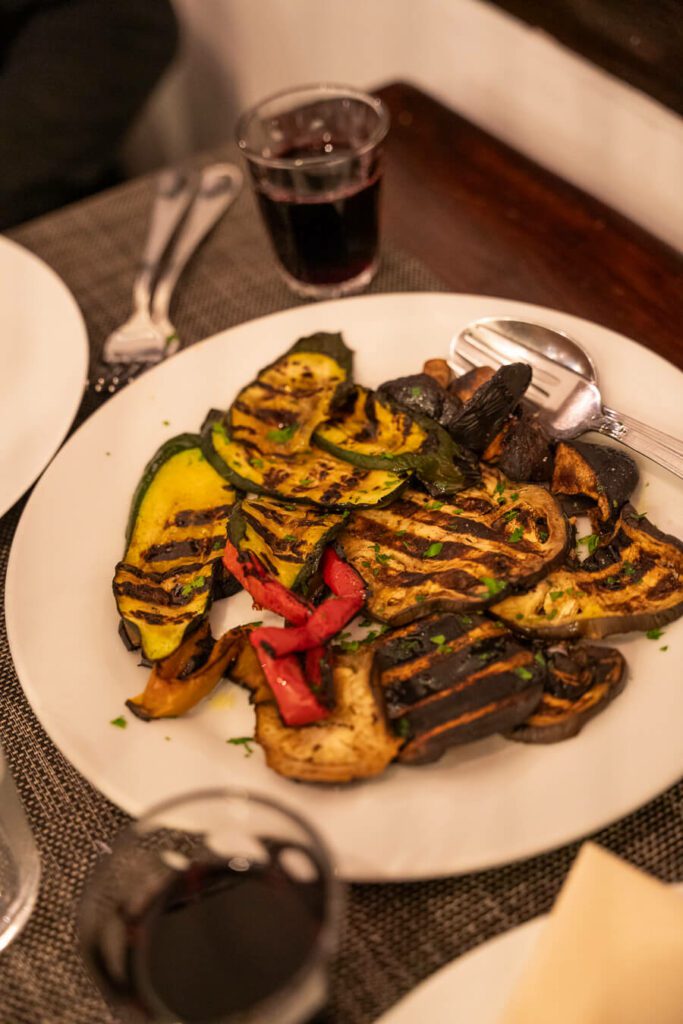 grilled vegetables side in restaurant in bari